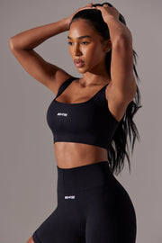 Ardour - Open Back Square Neck Sports Bra in Black - iAM Fashions