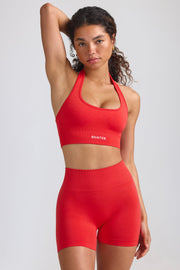 Define Luxe Halterneck Sports Bra in Poppy Red - iAM Fashions