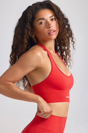 Define Luxe Halterneck Sports Bra in Poppy Red - iAM Fashions