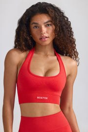 Define Luxe Halterneck Sports Bra in Poppy Red - iAM Fashions