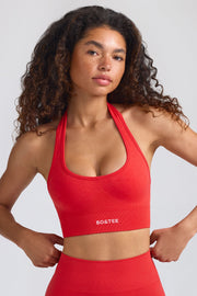 Define Luxe Halterneck Sports Bra in Poppy Red - iAM Fashions