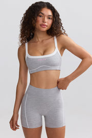 Soft Active Contrast-Trim Sports Bra in Ice Grey - iAM Fashions