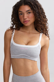 Soft Active Contrast-Trim Sports Bra in Ice Grey - iAM Fashions