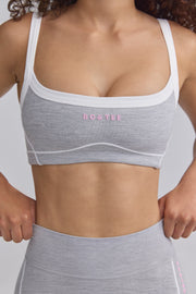 Soft Active Contrast-Trim Sports Bra in Ice Grey - iAM Fashions