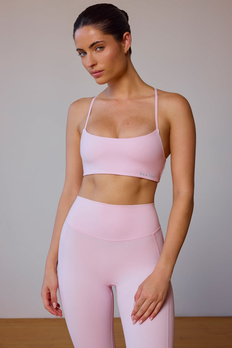 UltraFlex Cross-Back Sports Bra in Soft Pink - iAM Fashions