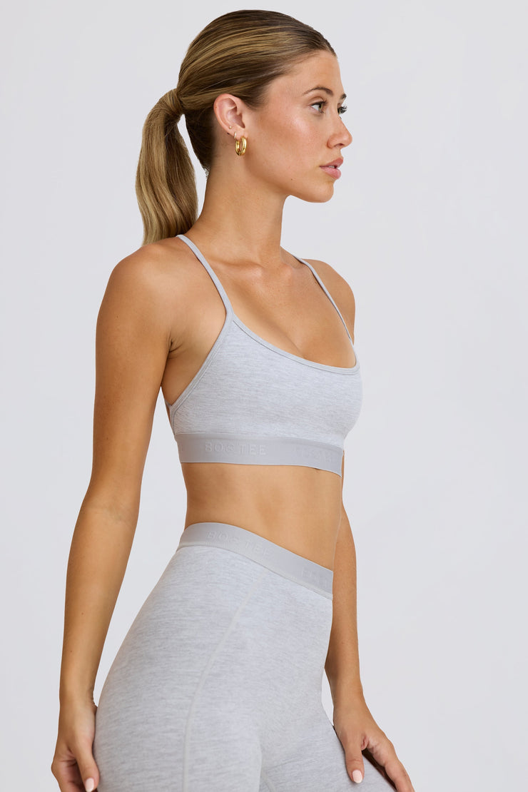 Soft Active Cross-Back Sports Bra in Grey Marl - iAM Fashions