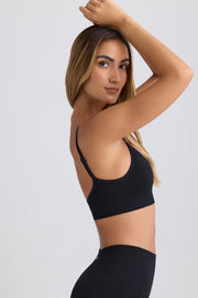 Super Sculpt Seamless Scoop-Back Sports Bra in Black - iAM Fashions