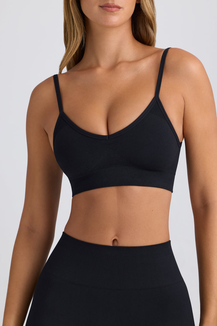 Super Sculpt Seamless Scoop-Back Sports Bra in Black - iAM Fashions