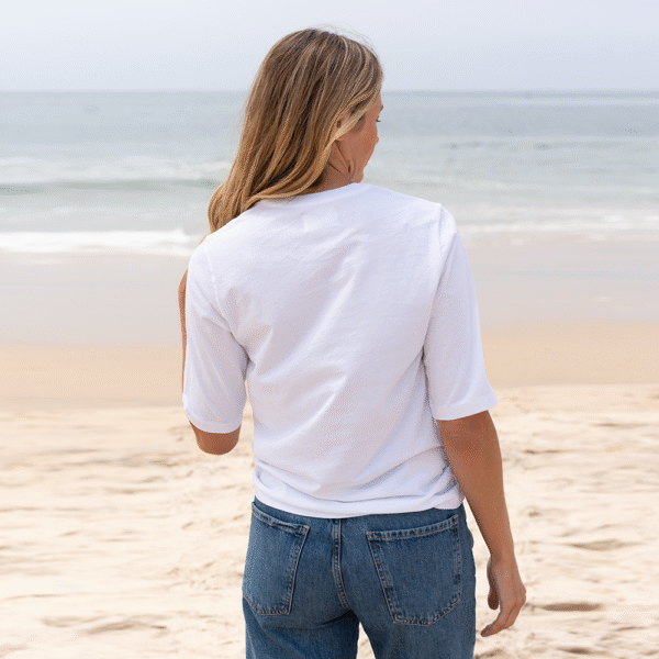 Womens Elbow Sleeve Crew Neck - White - Image 2