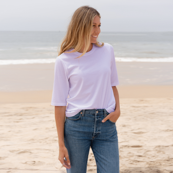 Womens Elbow Sleeve Crew Neck - Pastel Lilac